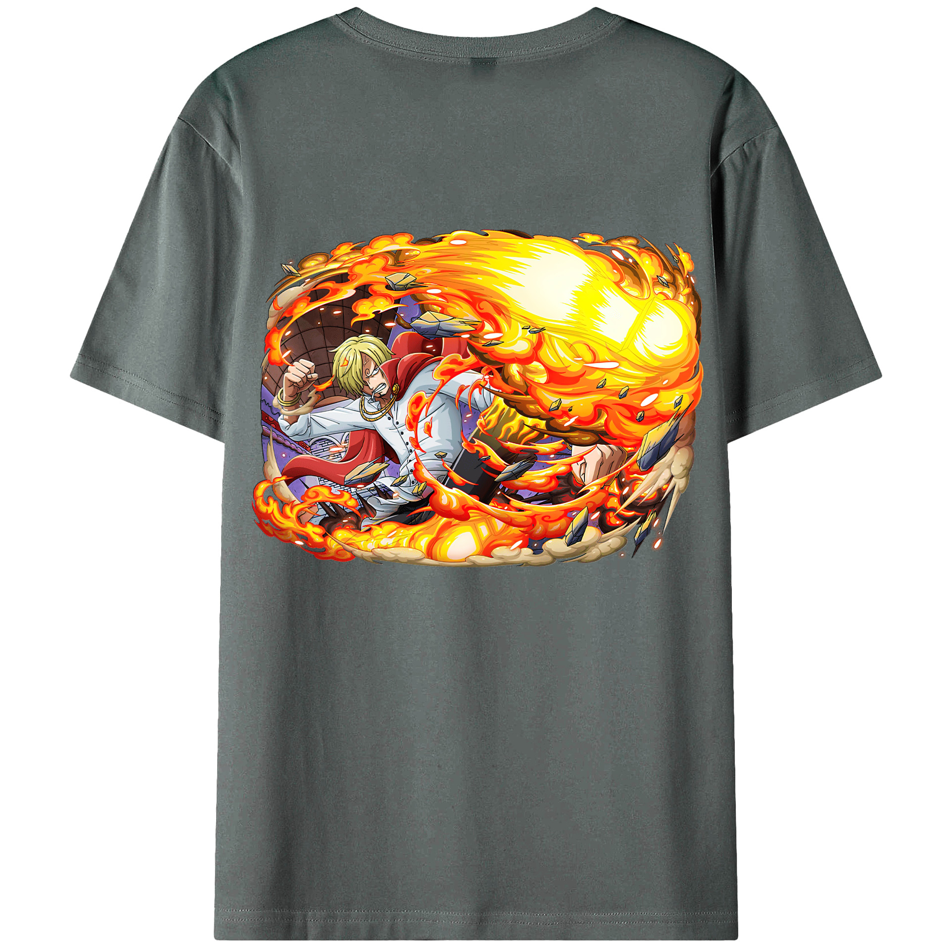 （画像用） ワンピース サンジ ONE PIECE Sanji 綿100％ メンズ半袖Tシャツ（バックプリント） 通気性